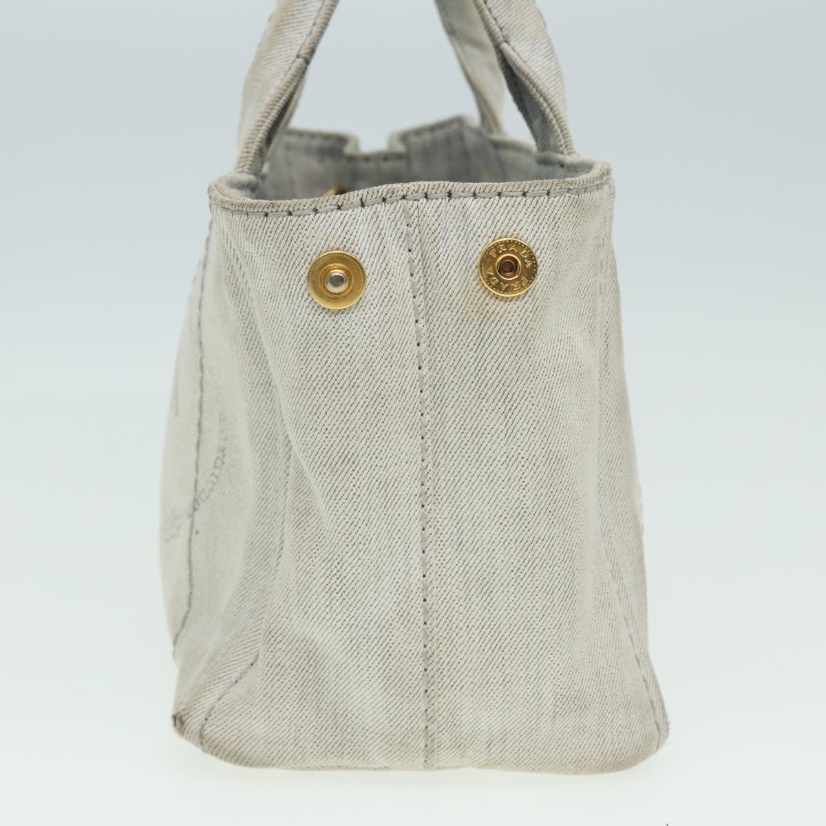 Prada Canapa Pm Hand Bag 2Way Auth Canvas Gray Travel Bag