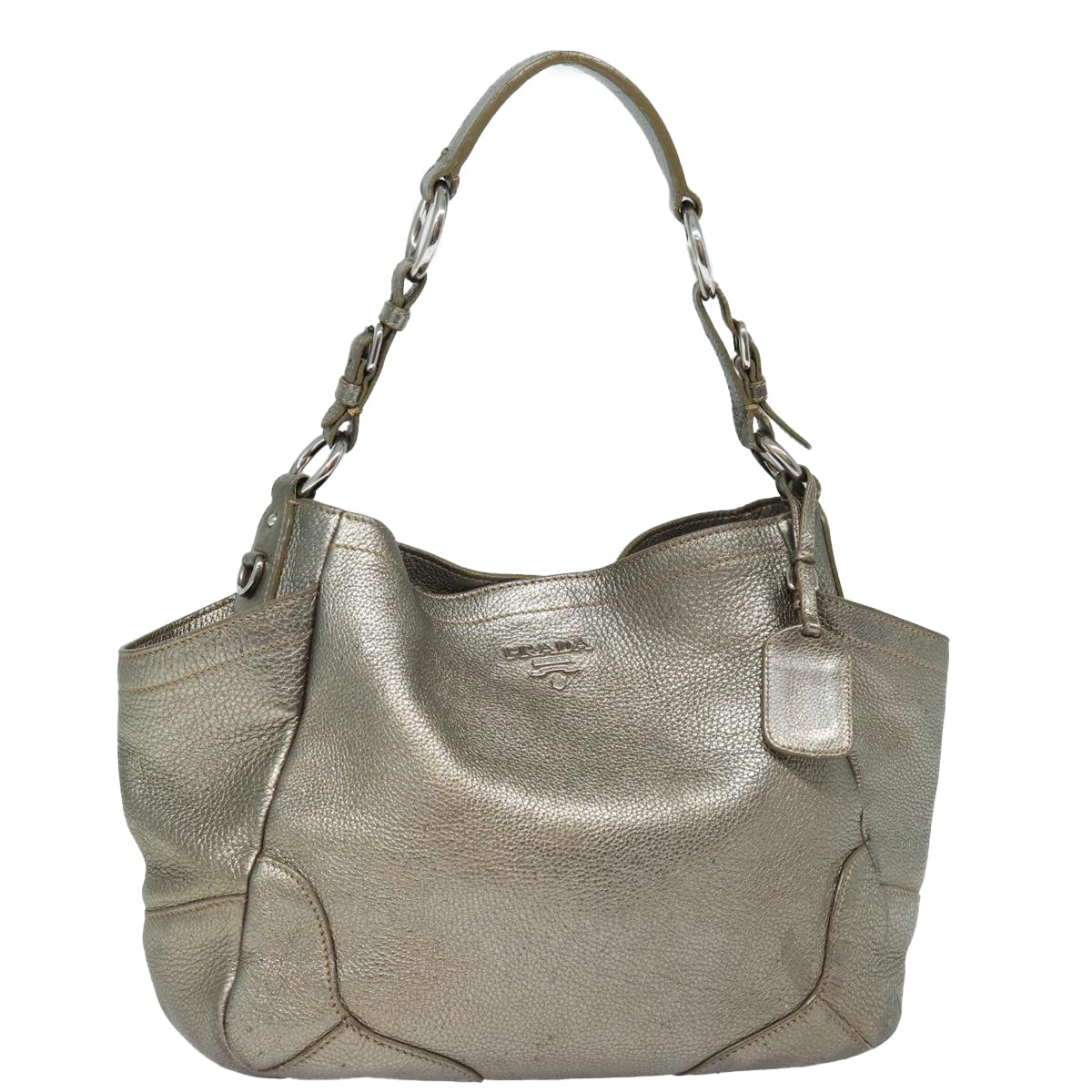 Prada Shoulder Bag Tone Auth Leather Gold