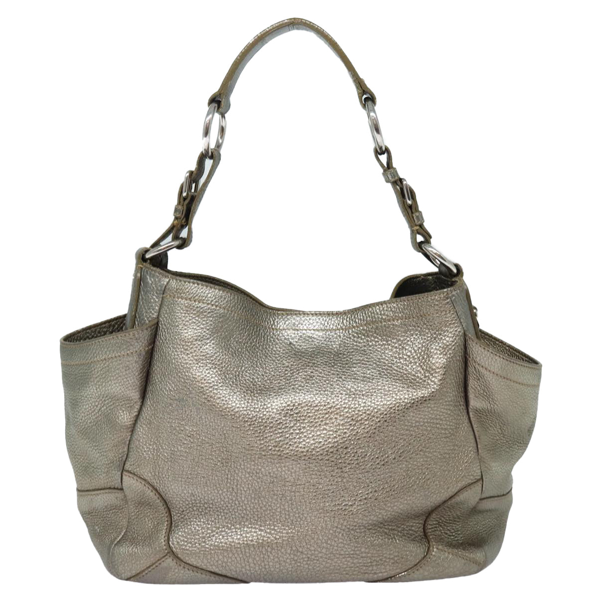 Prada Shoulder Bag Tone Auth Leather Gold