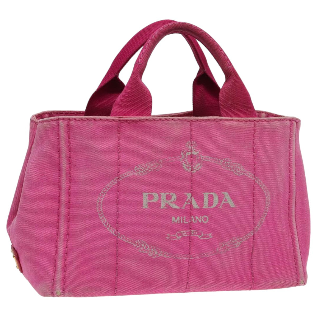 Prada Canapa Pm Hand Bag Auth Canvas Pink Travel Bag Pink Auth Bs16332