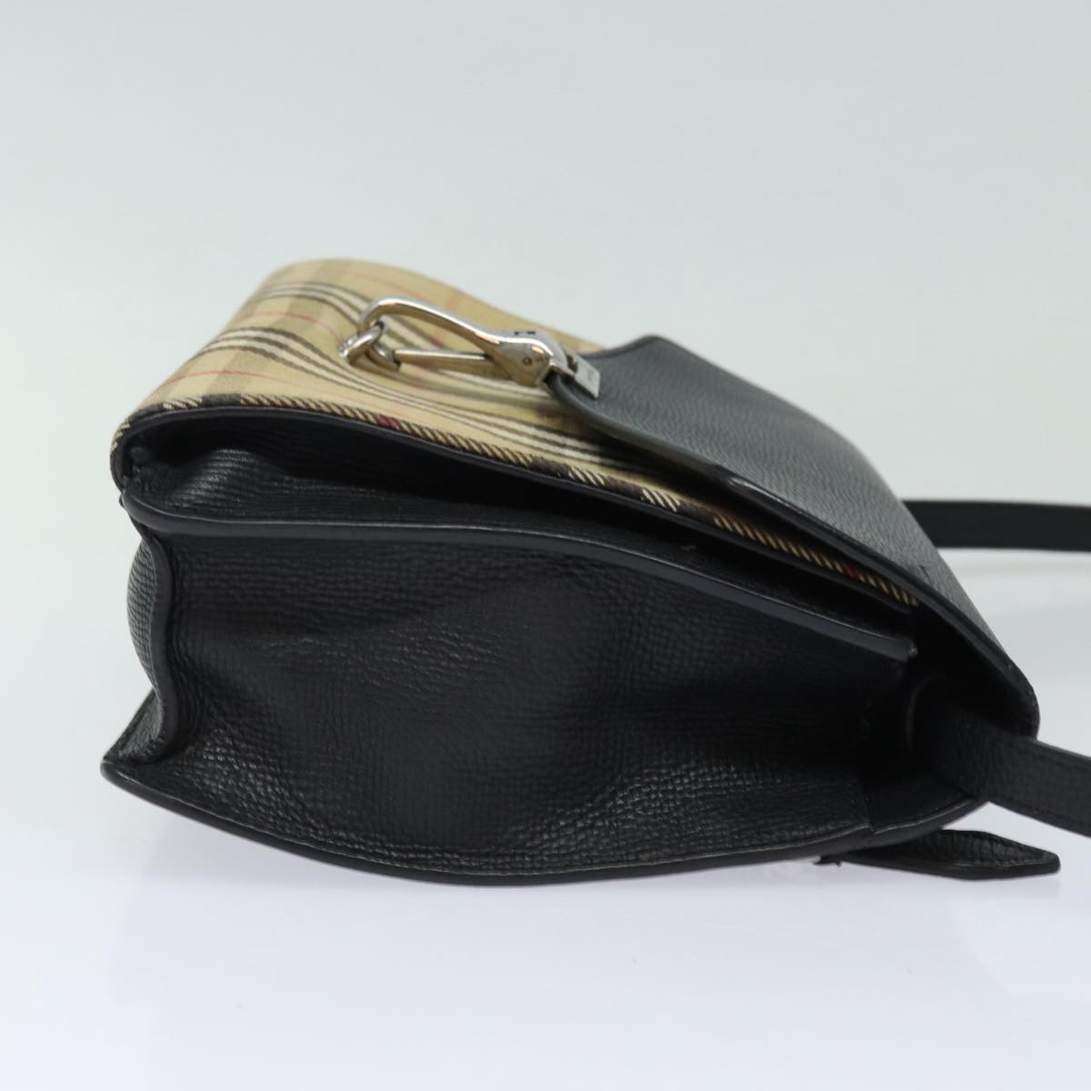 Burberry Luxury Nova Check Shoulder Bag Auth Bs16405 Leather Canvas Black