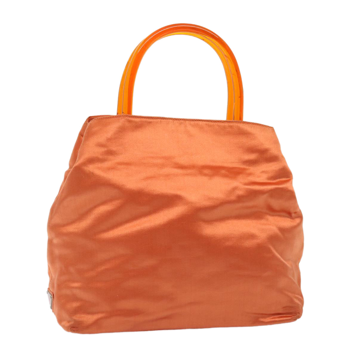 Prada Hand Bag Auth Satin Orange Travel Bag