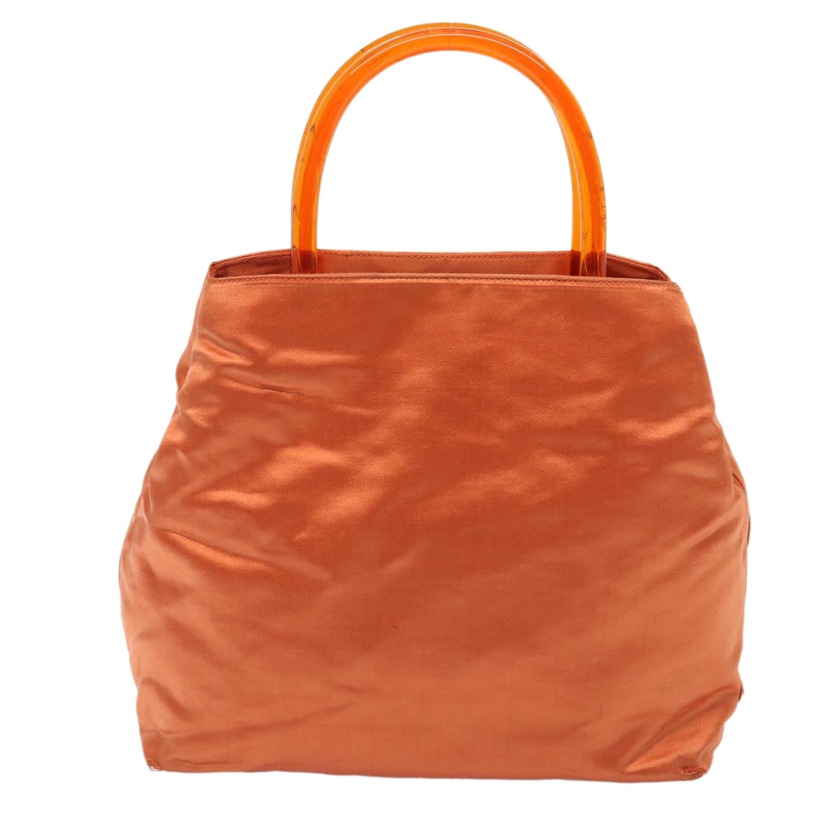Prada Hand Bag Auth Satin Orange Travel Bag