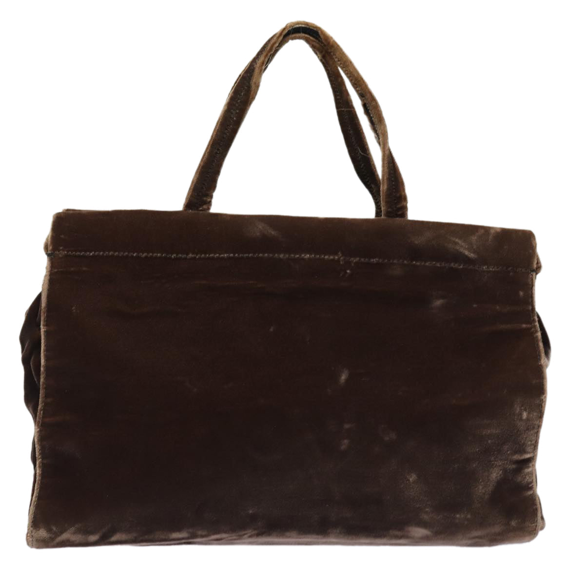 Prada Hand Bag Velor Auth Brown Travel Bag Brown Auth Bs16438