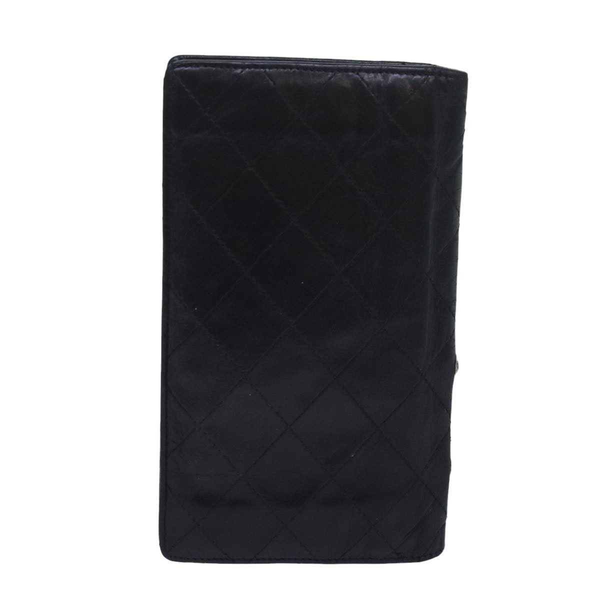Chanel Cambon Line Long Wallet Leather Black CC Auth bs