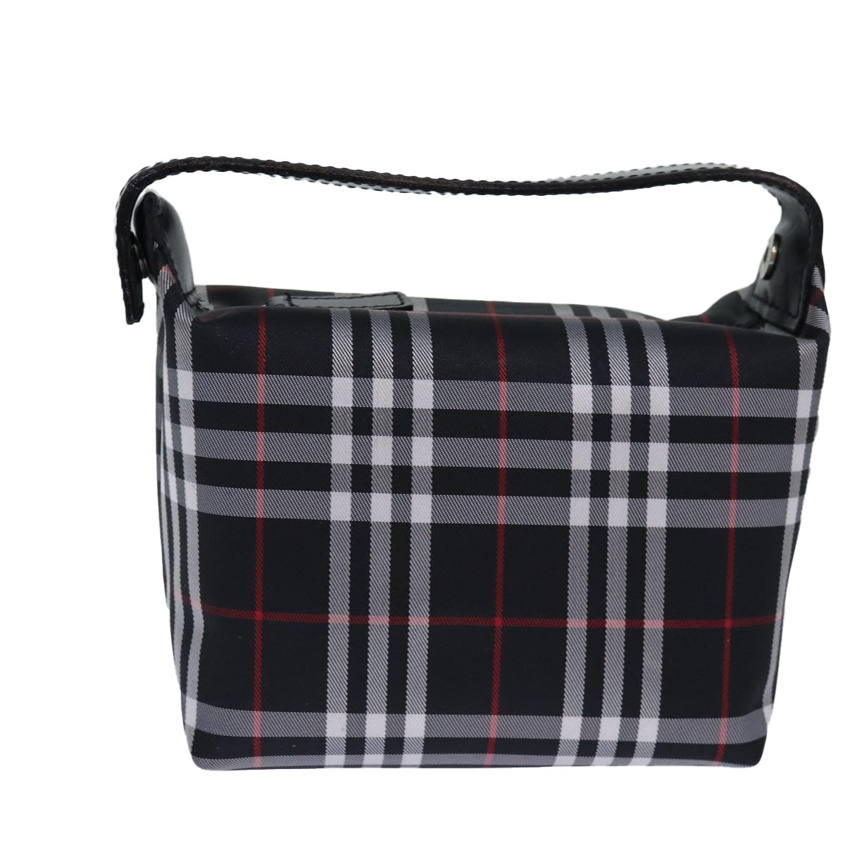 Burberry Luxury Nova Check Hand Bag Auth Bs16532 Nylon Black Silver Travel Bag