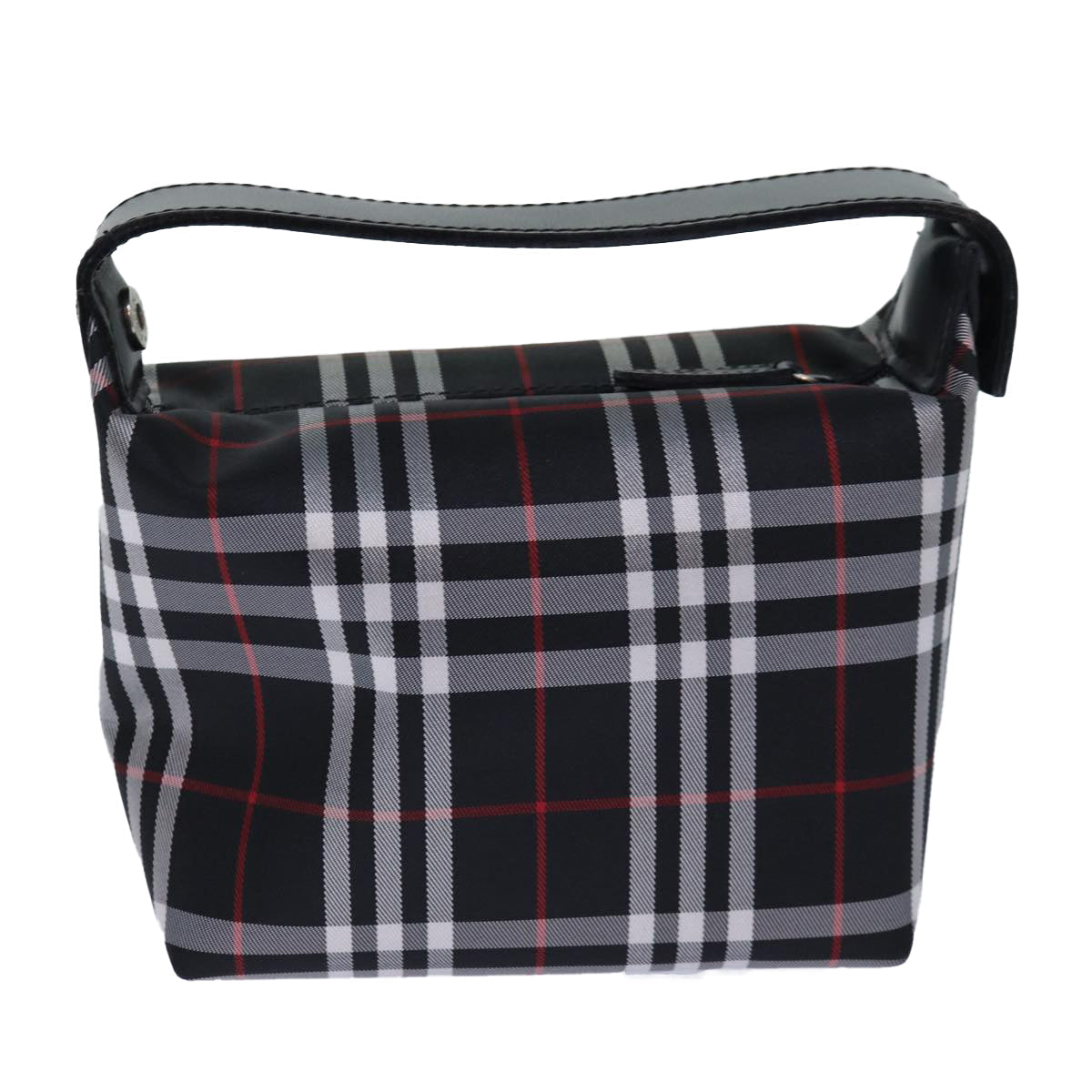 Burberry Luxury Nova Check Hand Bag Auth Bs16532 Nylon Black Silver Travel Bag