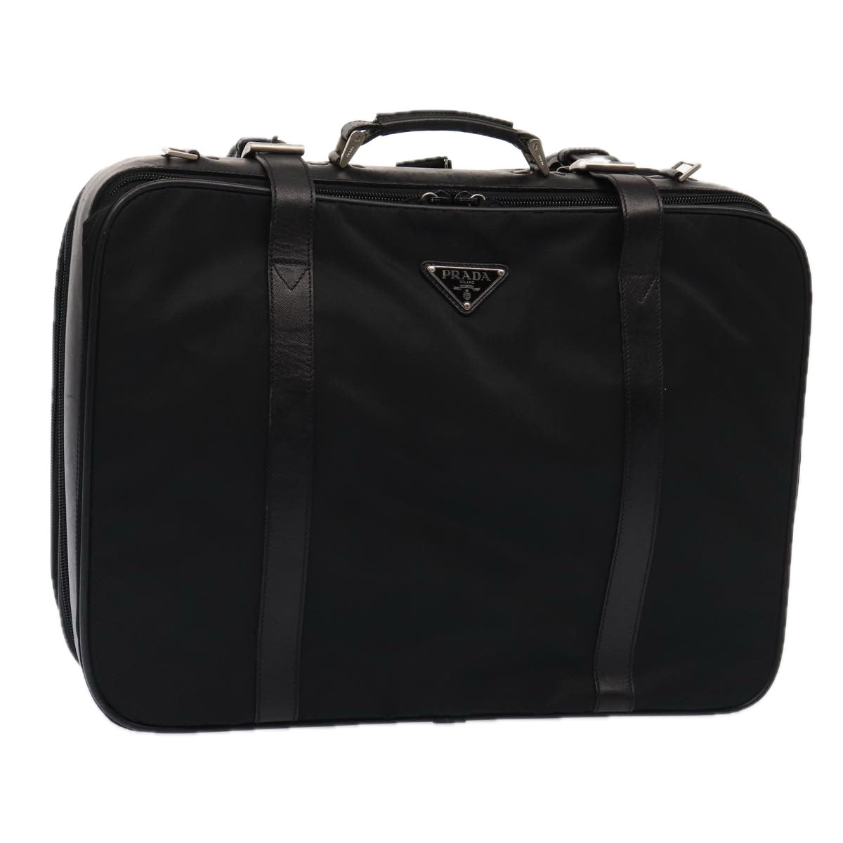 Prada Boston Bag 2Way Auth Nylon Black Travel Bag