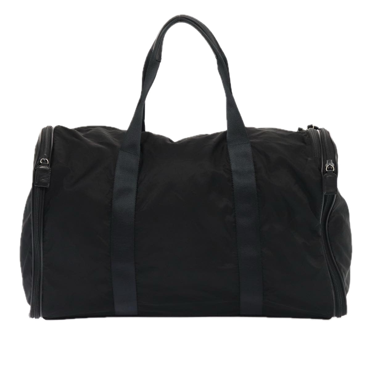 Prada Boston Bag Auth Nylon Black Travel Bag