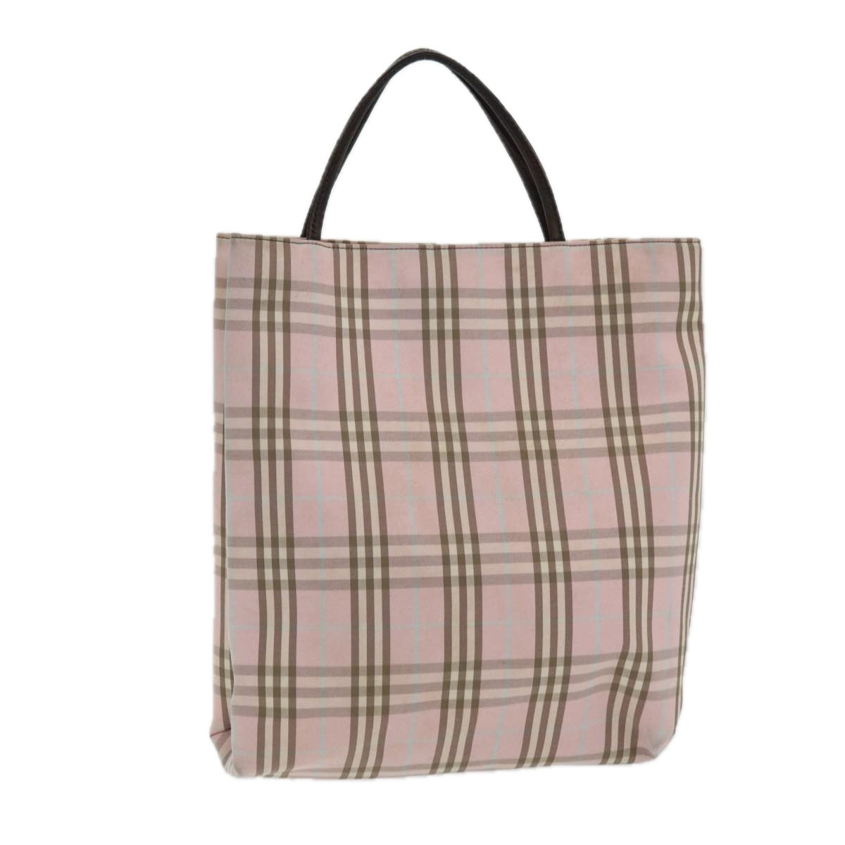 Burberry Luxury Nova Check Hand Bag Auth Bs16586 Nylon Pink Silver Travel Bag