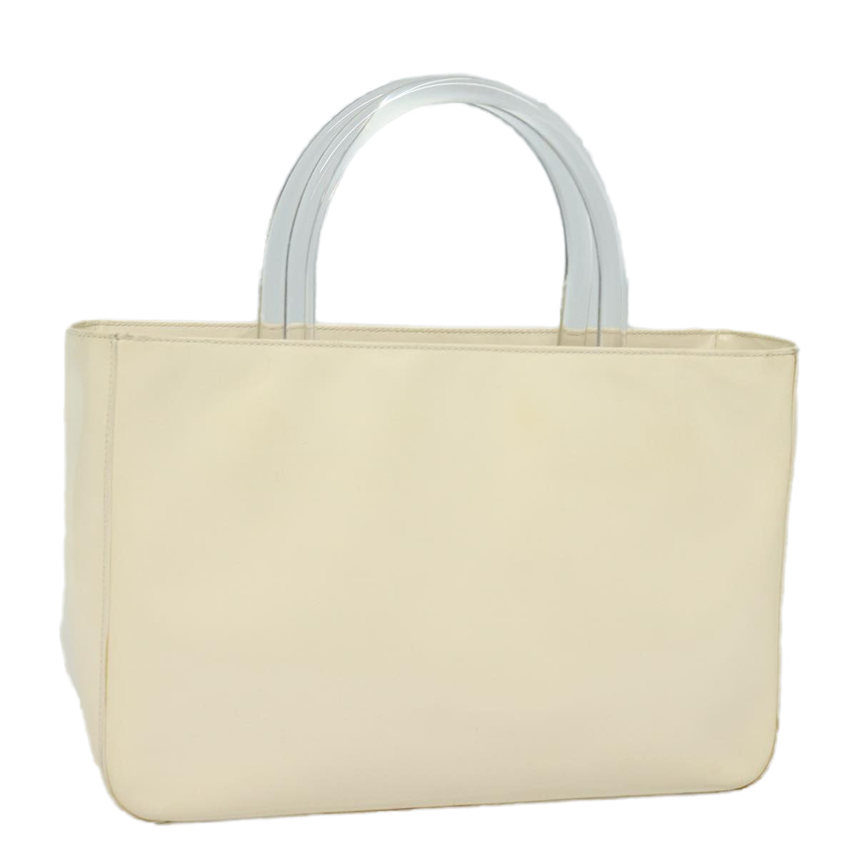 Prada Hand Bag Enamel Auth White Silver Travel Bag White Auth Bs16622