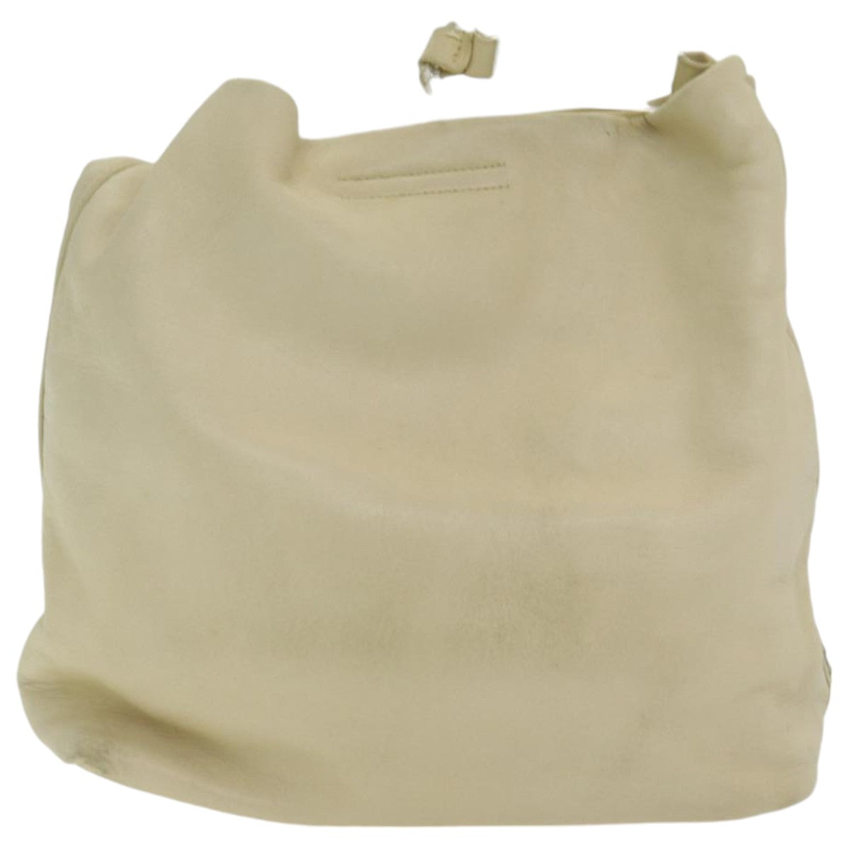 Prada Shoulder Bag Auth Leather Beige Silver Silver Auth Bs16634