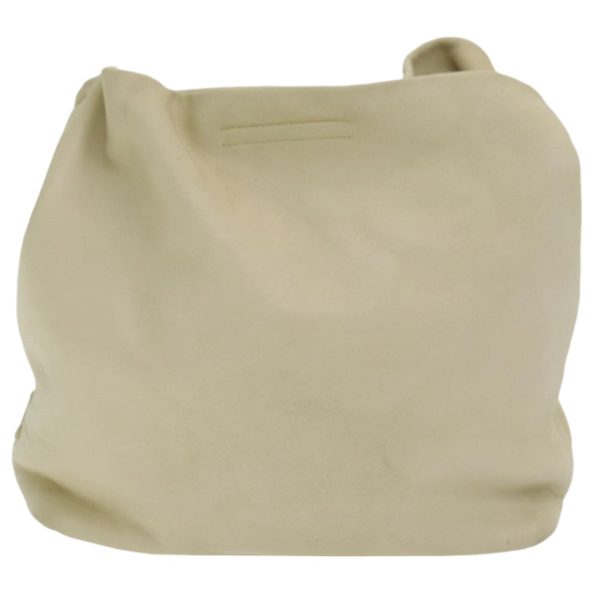 Prada Shoulder Bag Auth Leather Beige Silver Silver Auth Bs16634