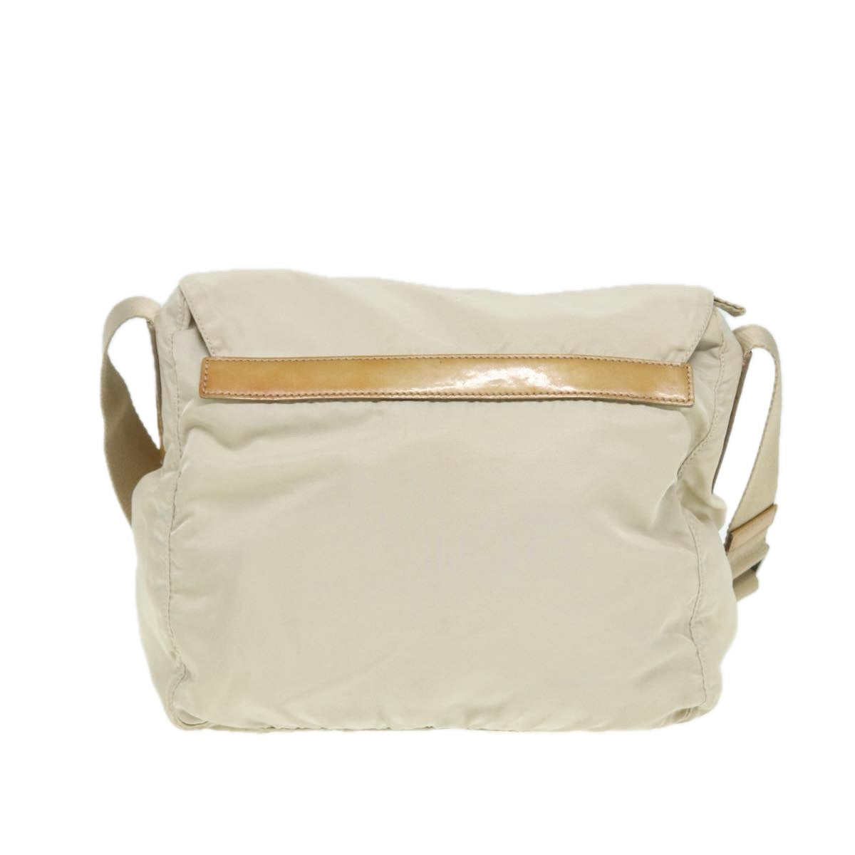 Prada Shoulder Bag Auth Nylon Beige Silver Silver Auth Bs16711