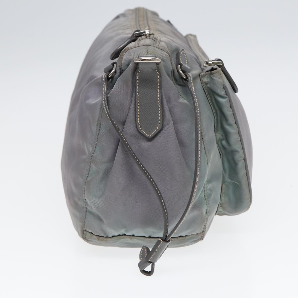 Prada Shoulder Bag Auth Nylon Blue Silver Silver Auth Bs16712