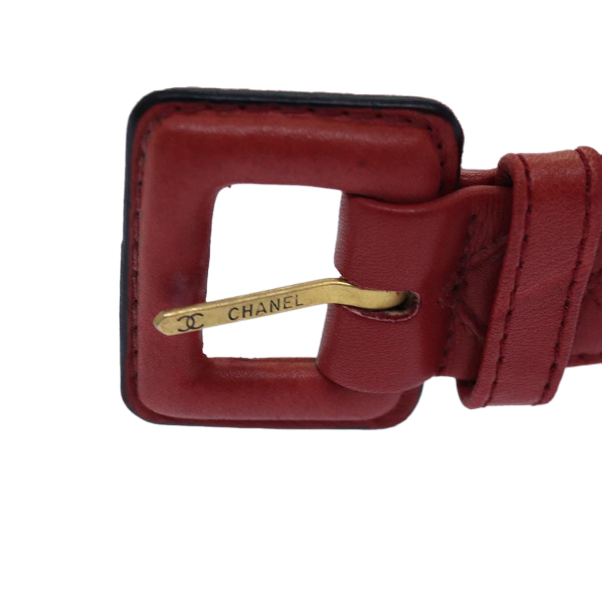 Chanel Bicolore Chain Belt Leather metal ."-." Red Gold CC Auth bs
