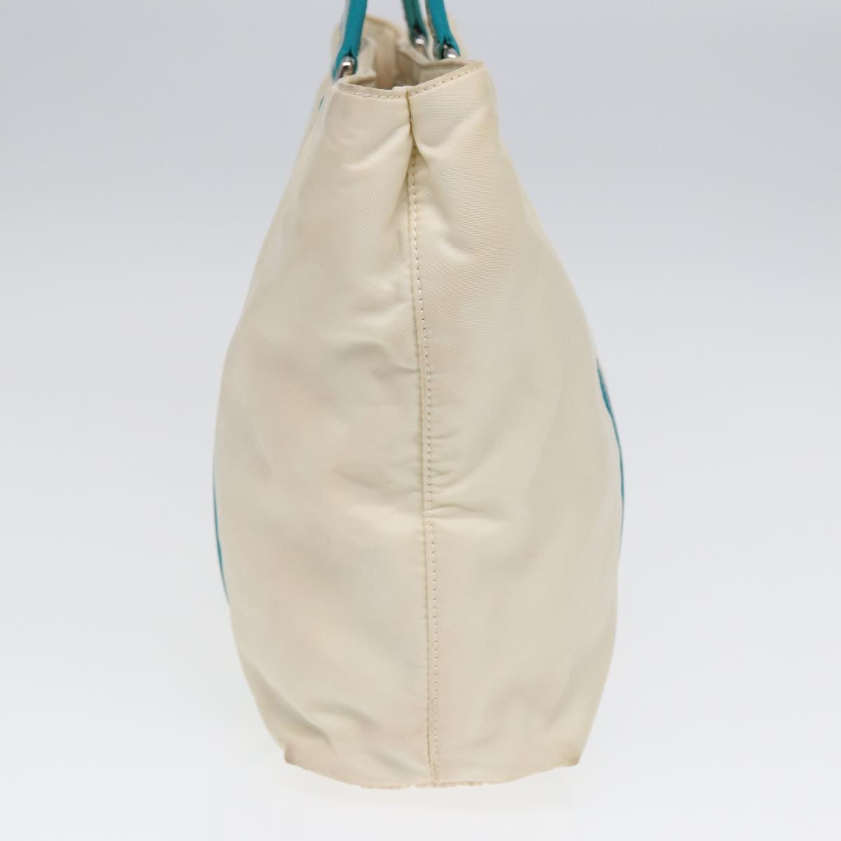 Prada Hand Bag 2Way Turquoise Auth Nylon White Blue Travel Bag