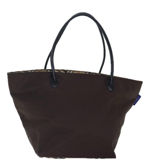 Burberry Luxury ss Nova Check Label Hand Bag Auth Nylon Brown Beige Travel Bag