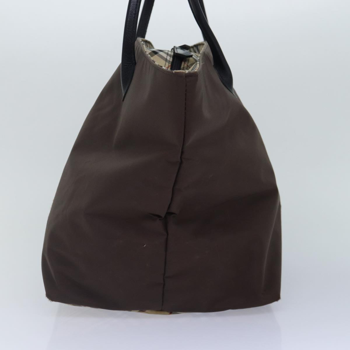 Burberry Luxury ss Nova Check Label Hand Bag Auth Nylon Brown Beige Travel Bag