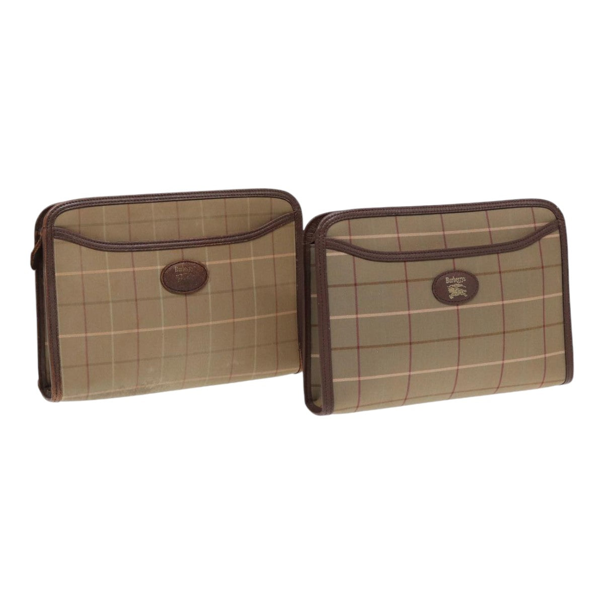 Burberry Luxury ss Nova Check Clutch Bag 2Set Auth Leather Canvas Brown