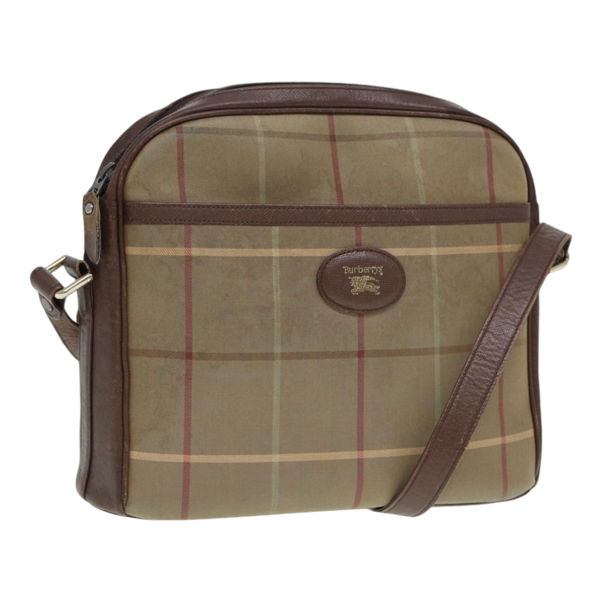 Burberry Luxury ss Nova Check Shoulder Bag Auth Bs16917 Leather Canvas Brown