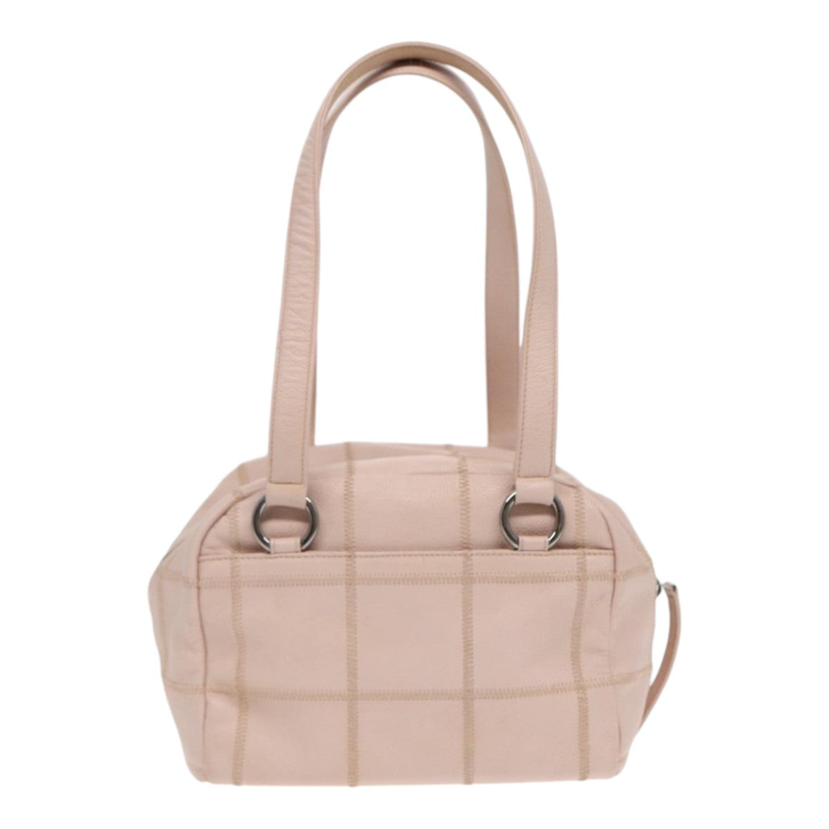 Chanel Choco Bar Shoulder Bag Caviar Skin Pink Silver CC Auth bs