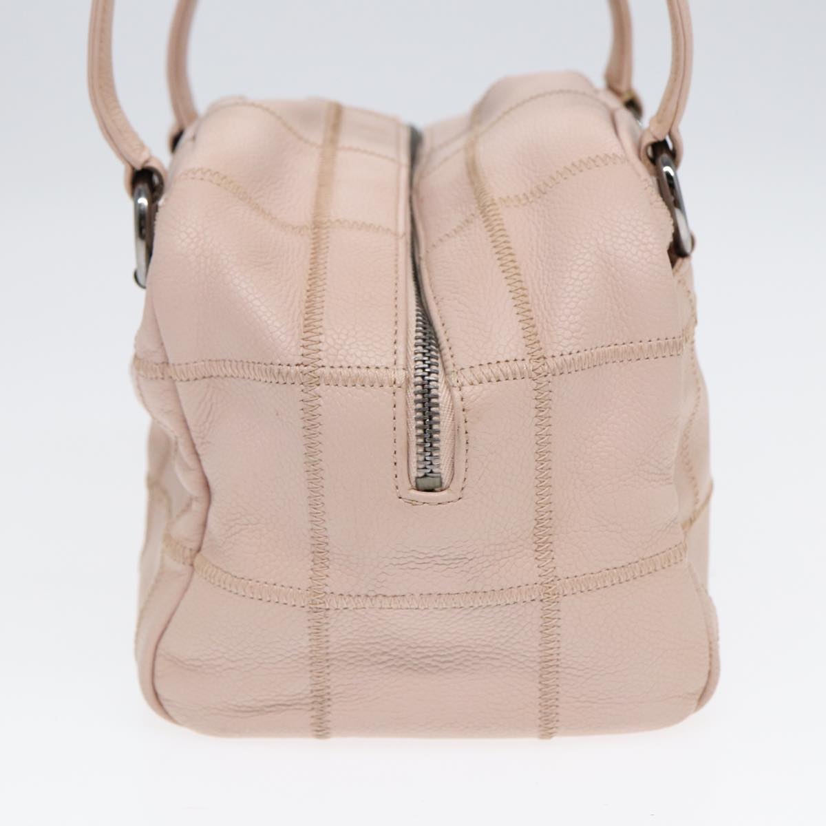 Chanel Choco Bar Shoulder Bag Caviar Skin Pink Silver CC Auth bs