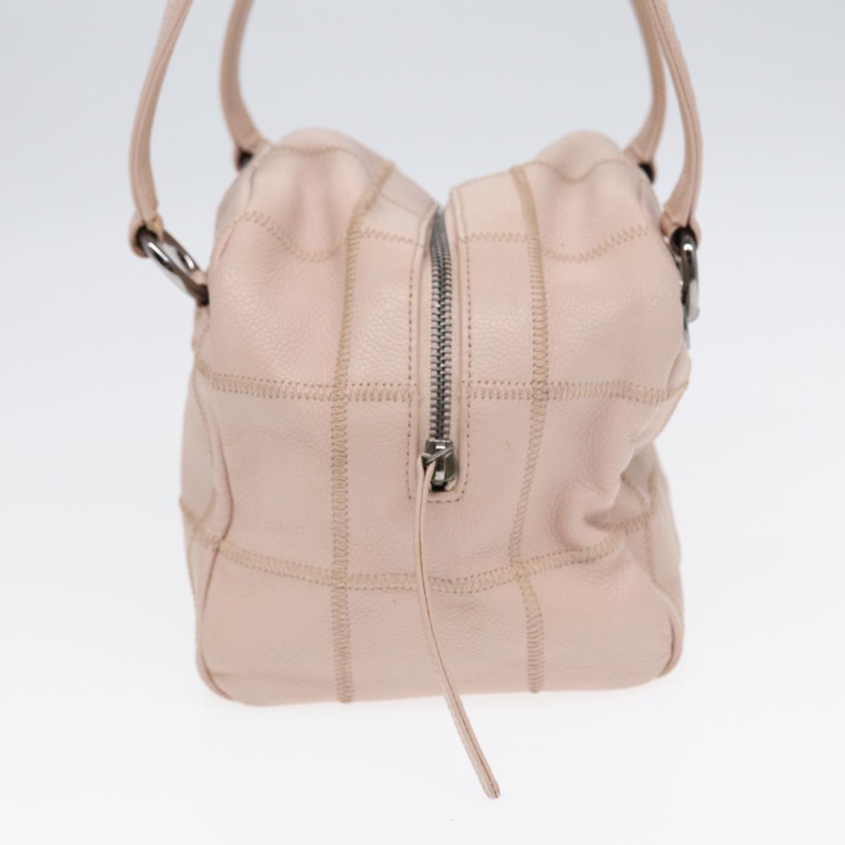 Chanel Choco Bar Shoulder Bag Caviar Skin Pink Silver CC Auth bs