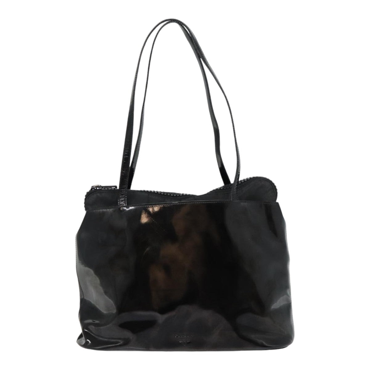 Prada Tote Bag Enamel Auth Black