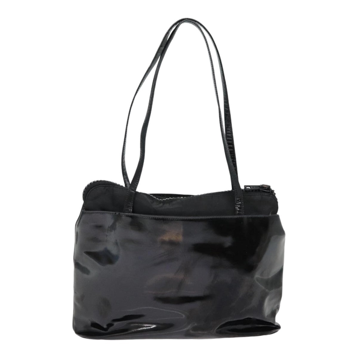 Prada Tote Bag Enamel Auth Black