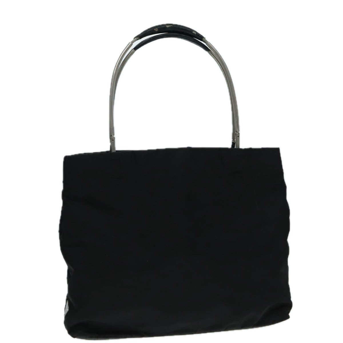 Prada Hand Bag Auth Nylon Black Silver Travel Bag Silver Auth Bs17017