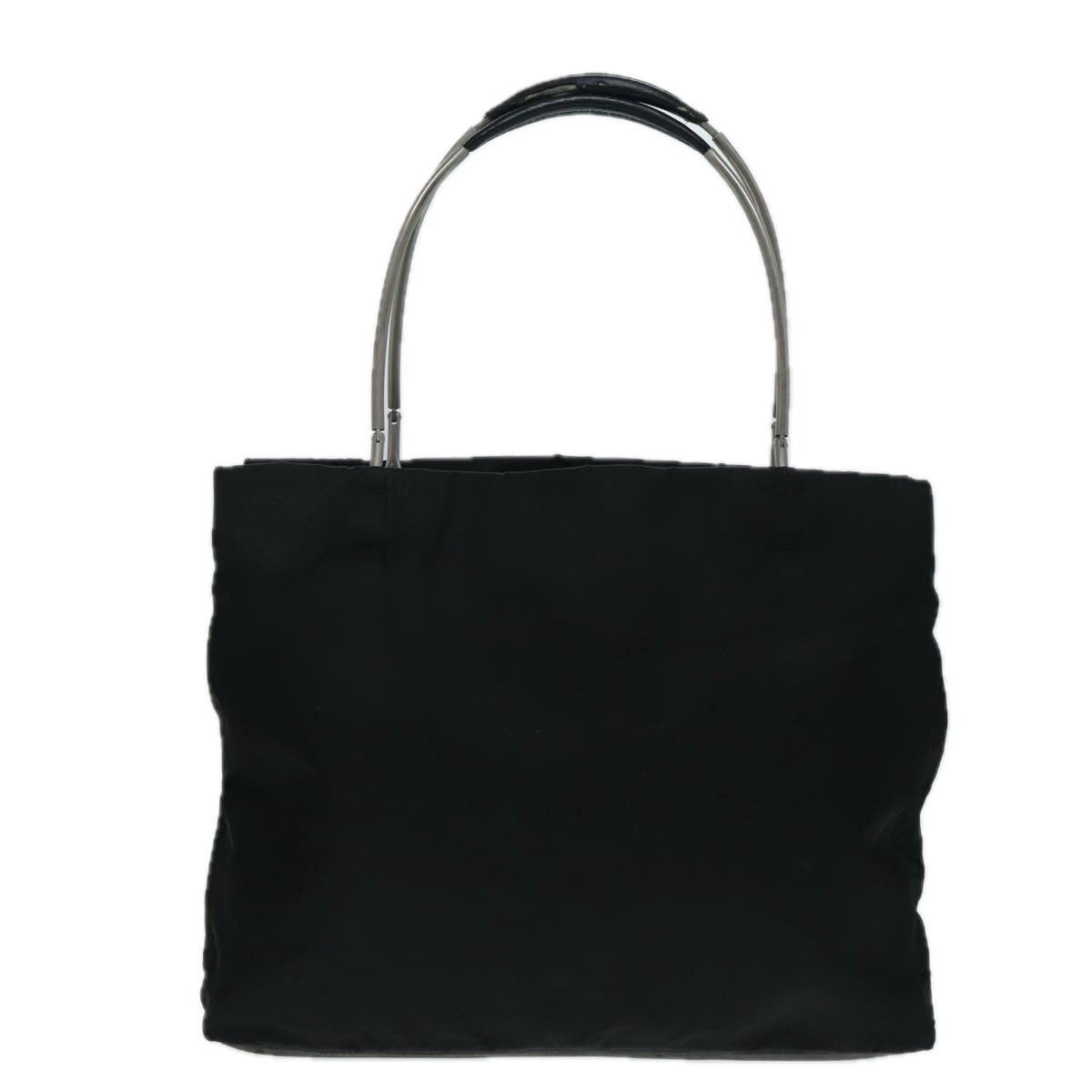 Prada Hand Bag Auth Nylon Black Silver Travel Bag Silver Auth Bs17017