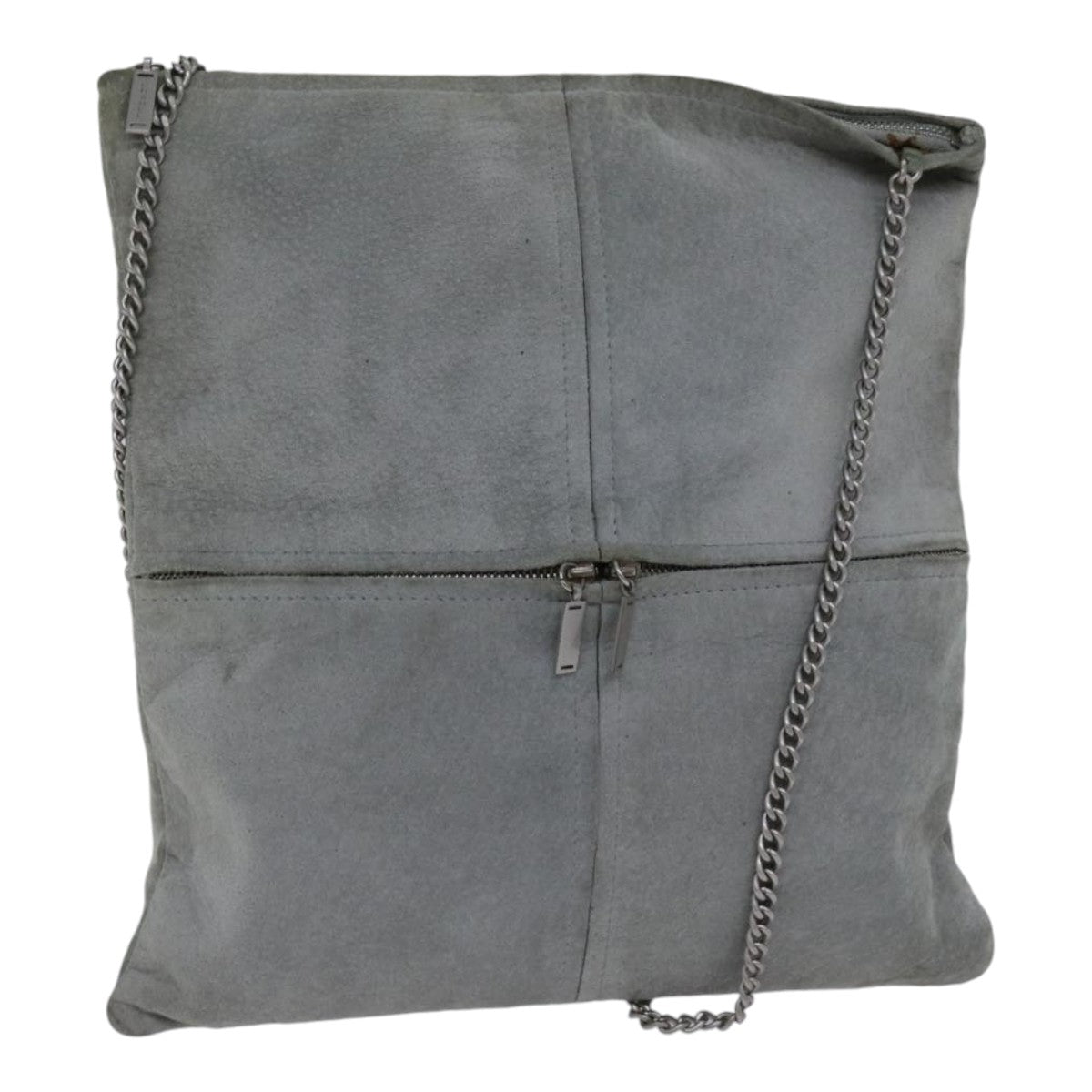 Chanel Chain Shoulder Bag Suede Gray Silver CC Auth bs