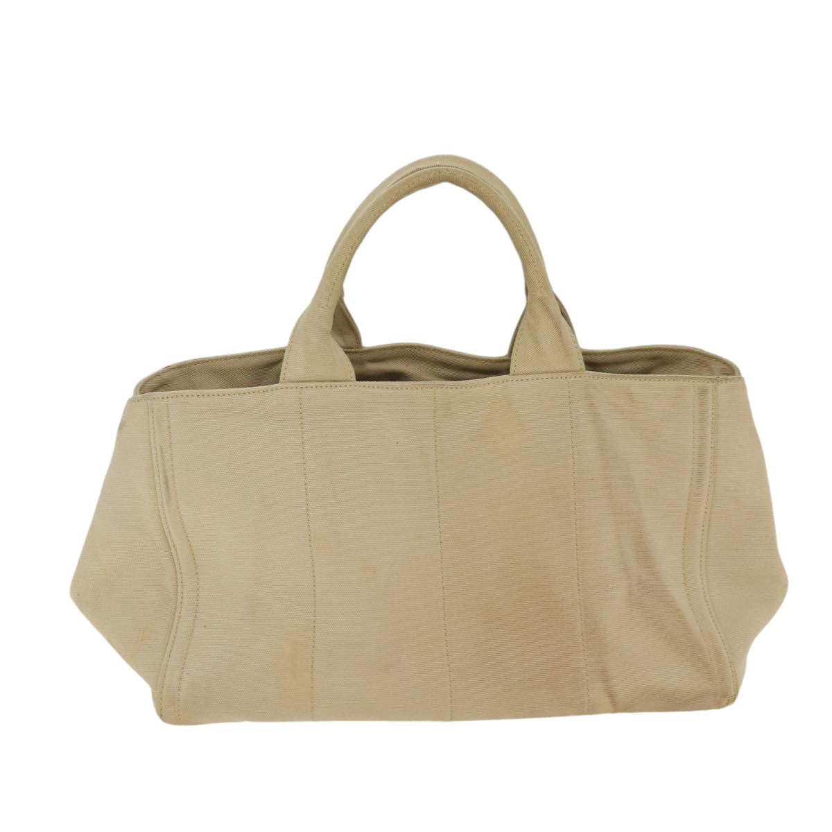 Prada Canapa Mm Hand Bag Auth Canvas Beige Gold Travel Bag