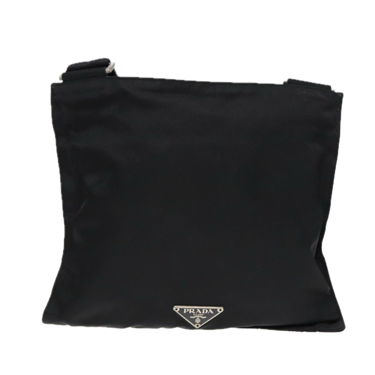 Prada Shoulder Bag Auth Nylon Black Silver Silver Auth Bs17219
