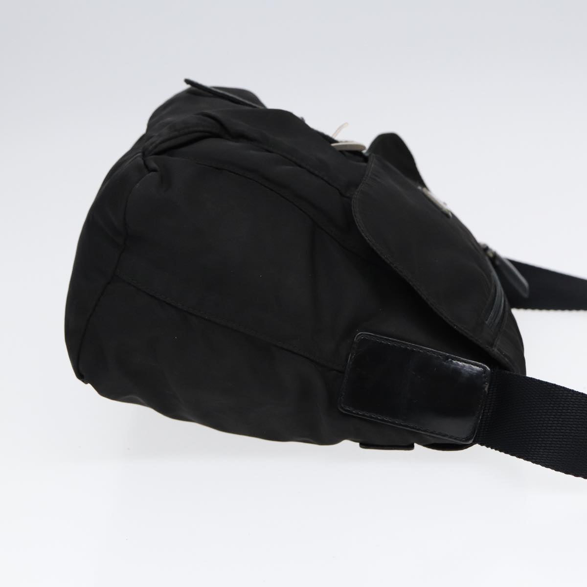 Prada Shoulder Bag Auth Nylon Black Silver Silver Auth Bs17229