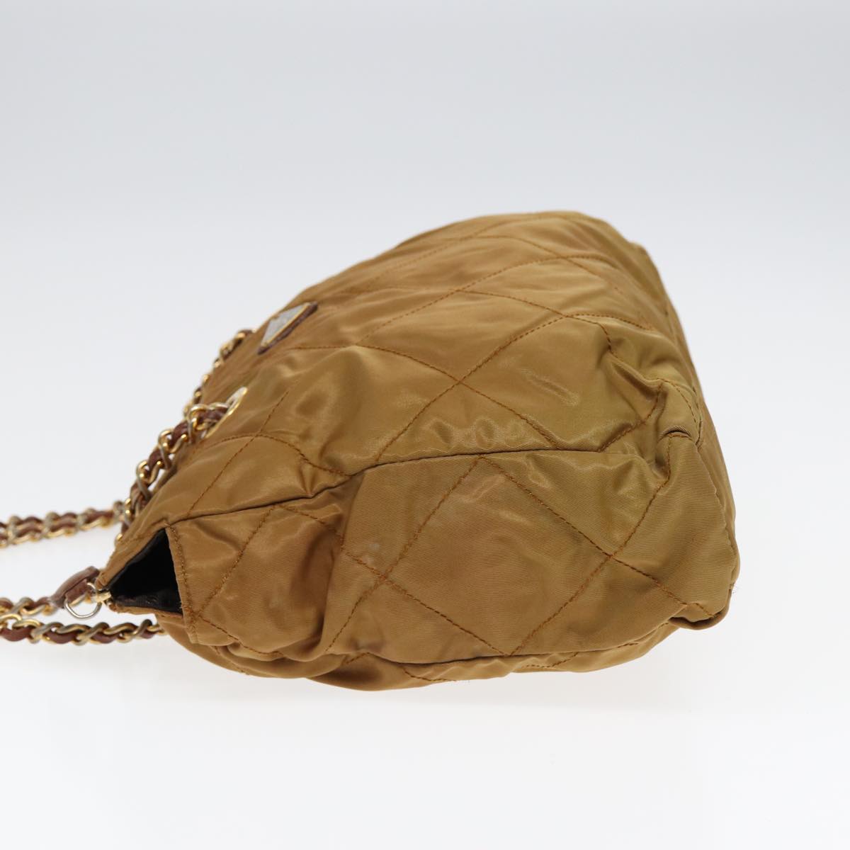 Prada Shoulder Bag Auth Nylon Brown Gold