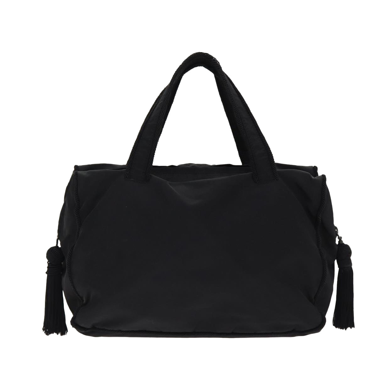 Prada Hand Bag Auth Nylon Black Silver Travel Bag Silver Auth Bs17243