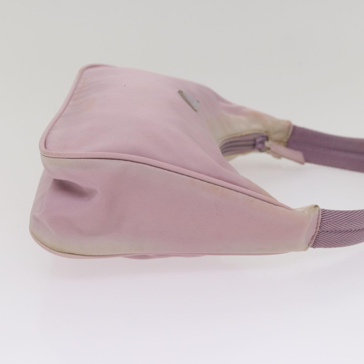 Prada Hand Bag Auth Nylon Pink Silver Travel Bag Silver Auth Bs17283
