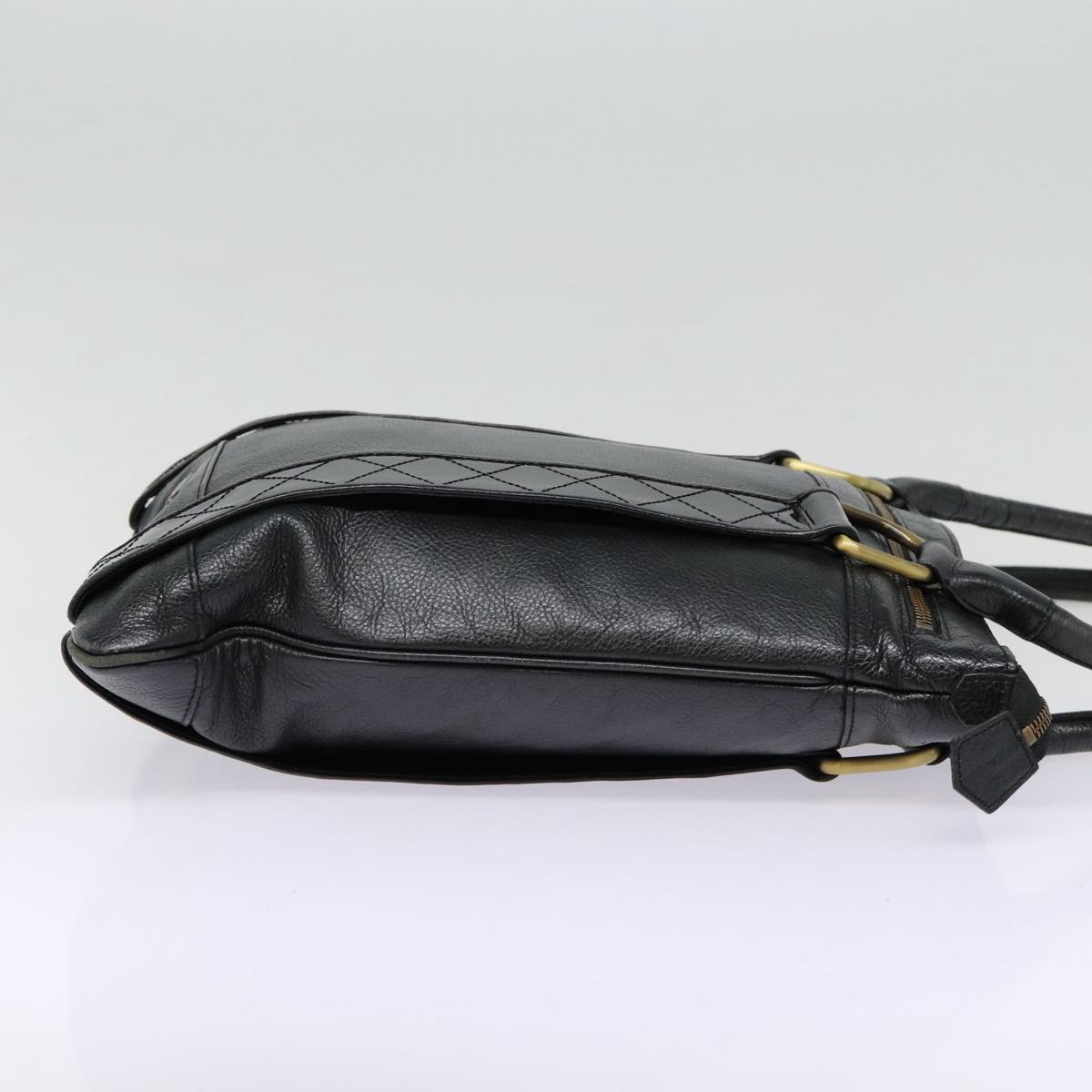 Burberry Luxury Shoulder Bag Auth Bs17314 Leather Black Gold