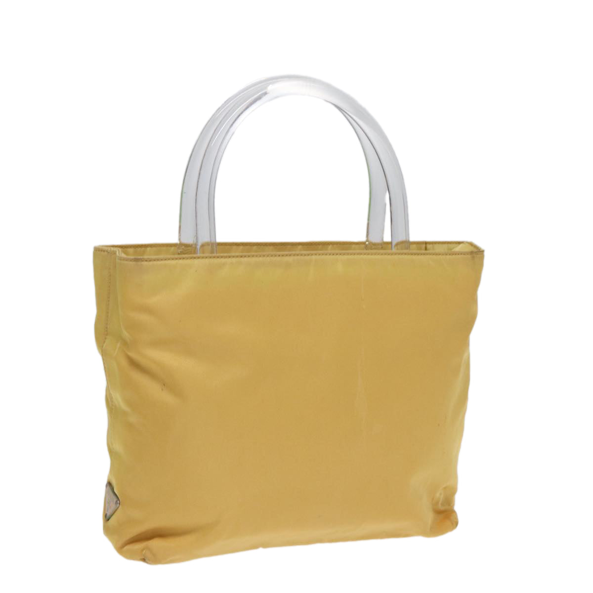 Prada Hand Bag Auth Nylon Silver Yellow Travel Bag