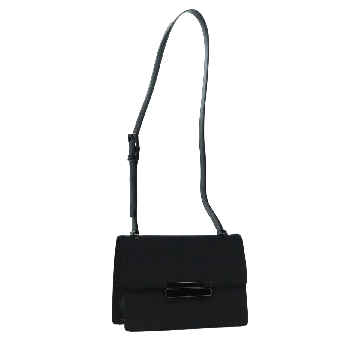 Prada Shoulder Bag Auth Canvas Black Silver