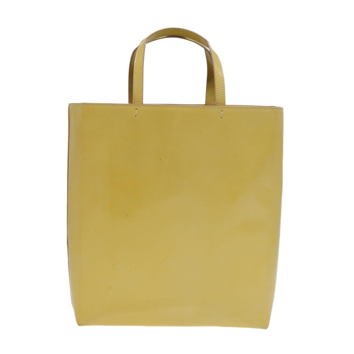 Prada Hand Bag Enamel Auth Silver Yellow Travel Bag