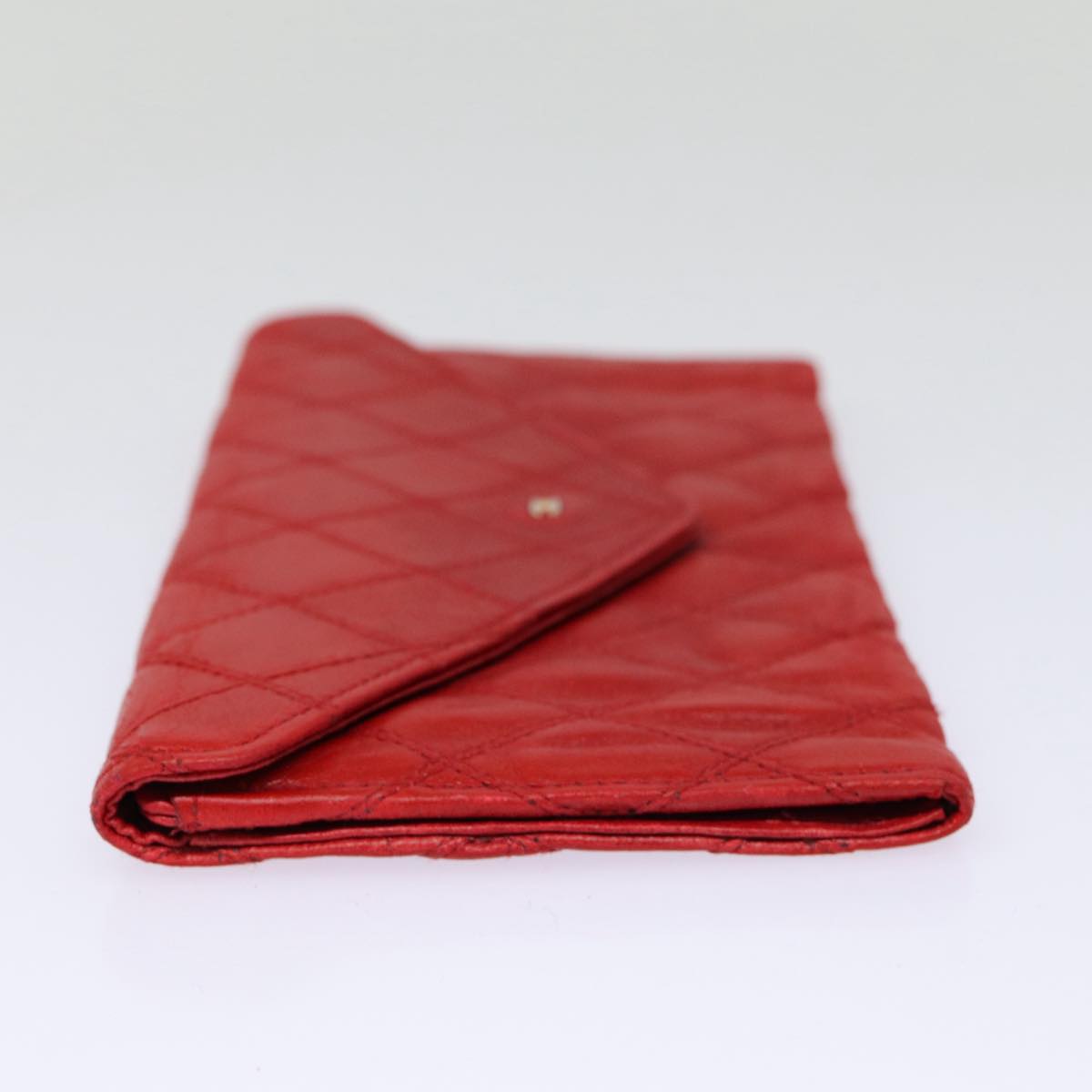 Chanel Bicolore Wallet Leather Red Gold CC Auth bs
