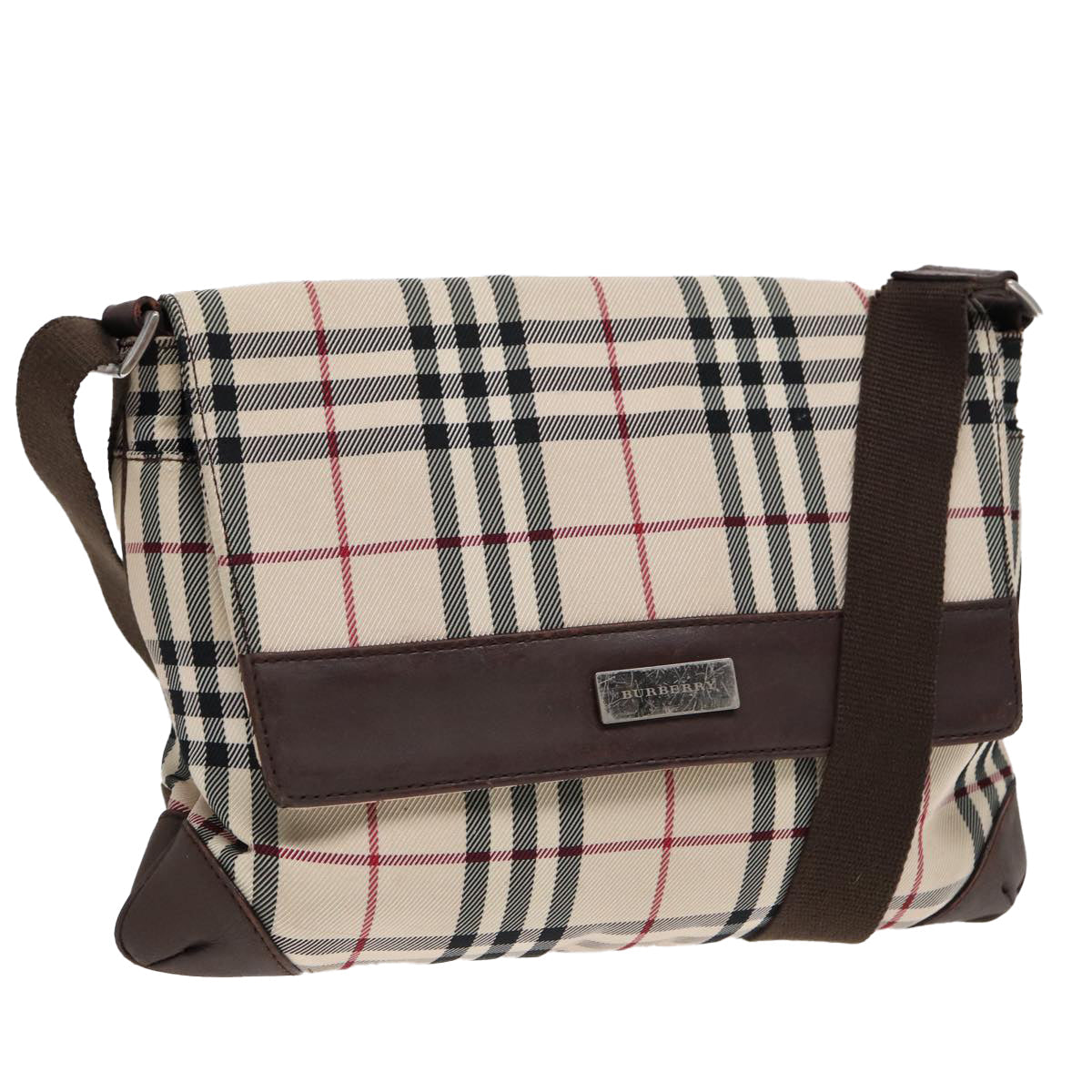 Burberry Luxury Nova Check Shoulder Bag Auth Bs17441 Nylon Brown Beige