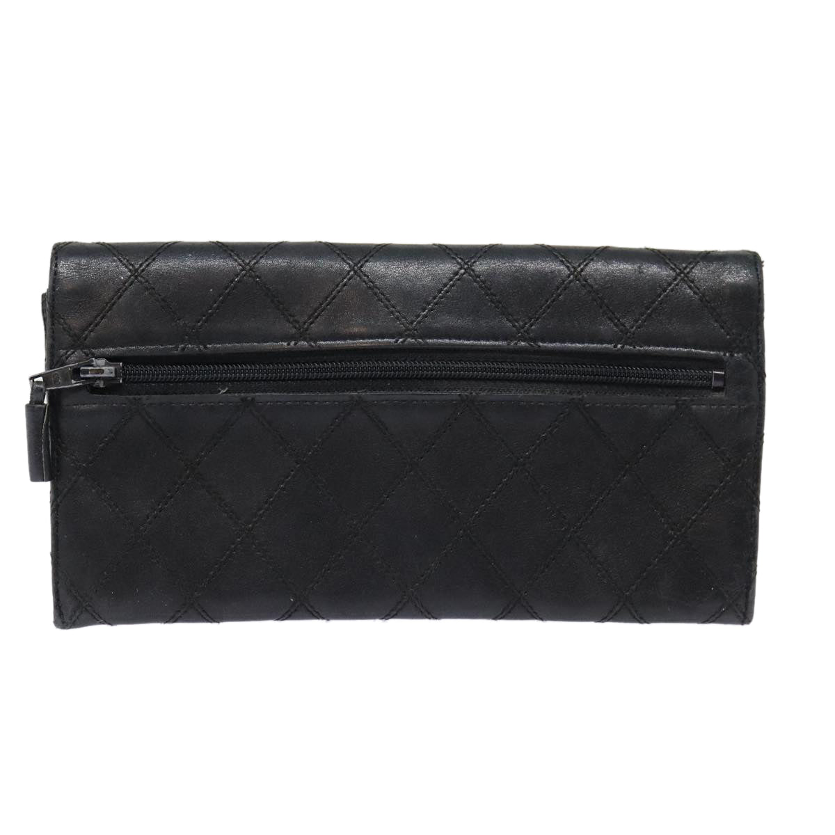 Chanel Bicolore Wallet Leather Black Gold CC Auth bs