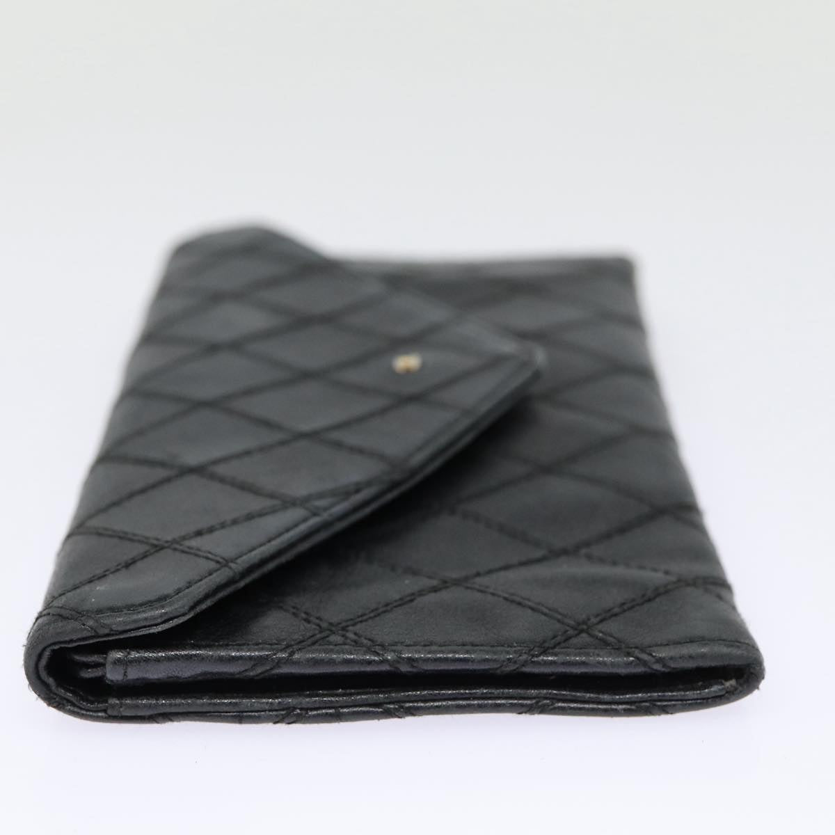 Chanel Bicolore Wallet Leather Black Gold CC Auth bs
