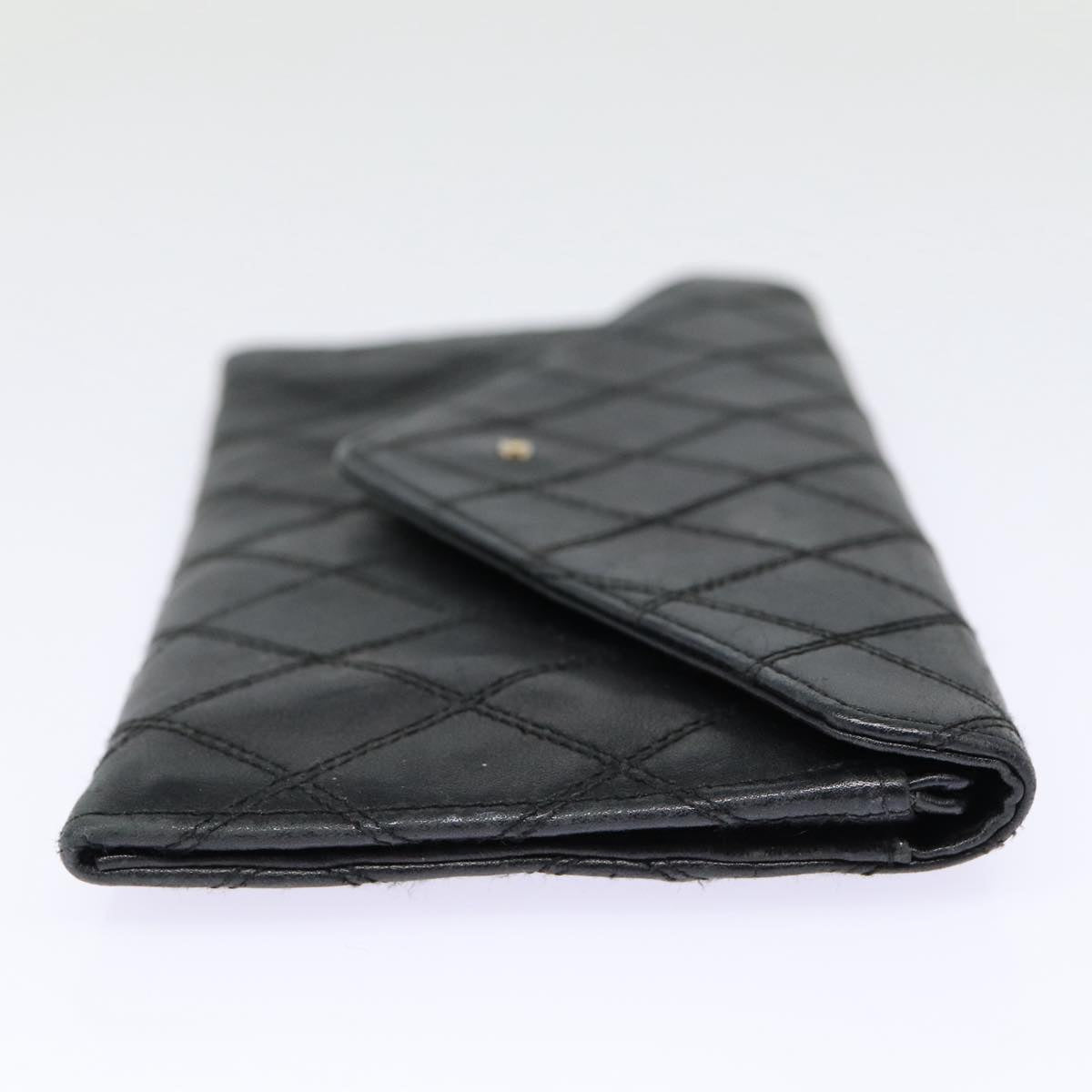 Chanel Bicolore Wallet Leather Black Gold CC Auth bs