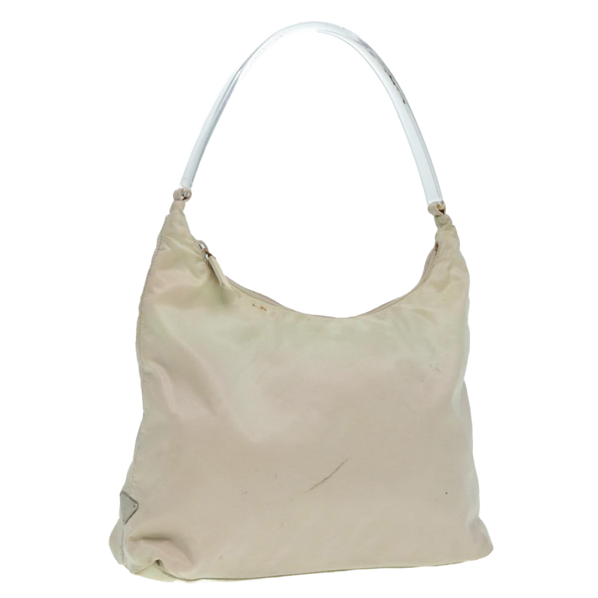 Prada Hand Bag Auth Nylon Beige Travel Bag