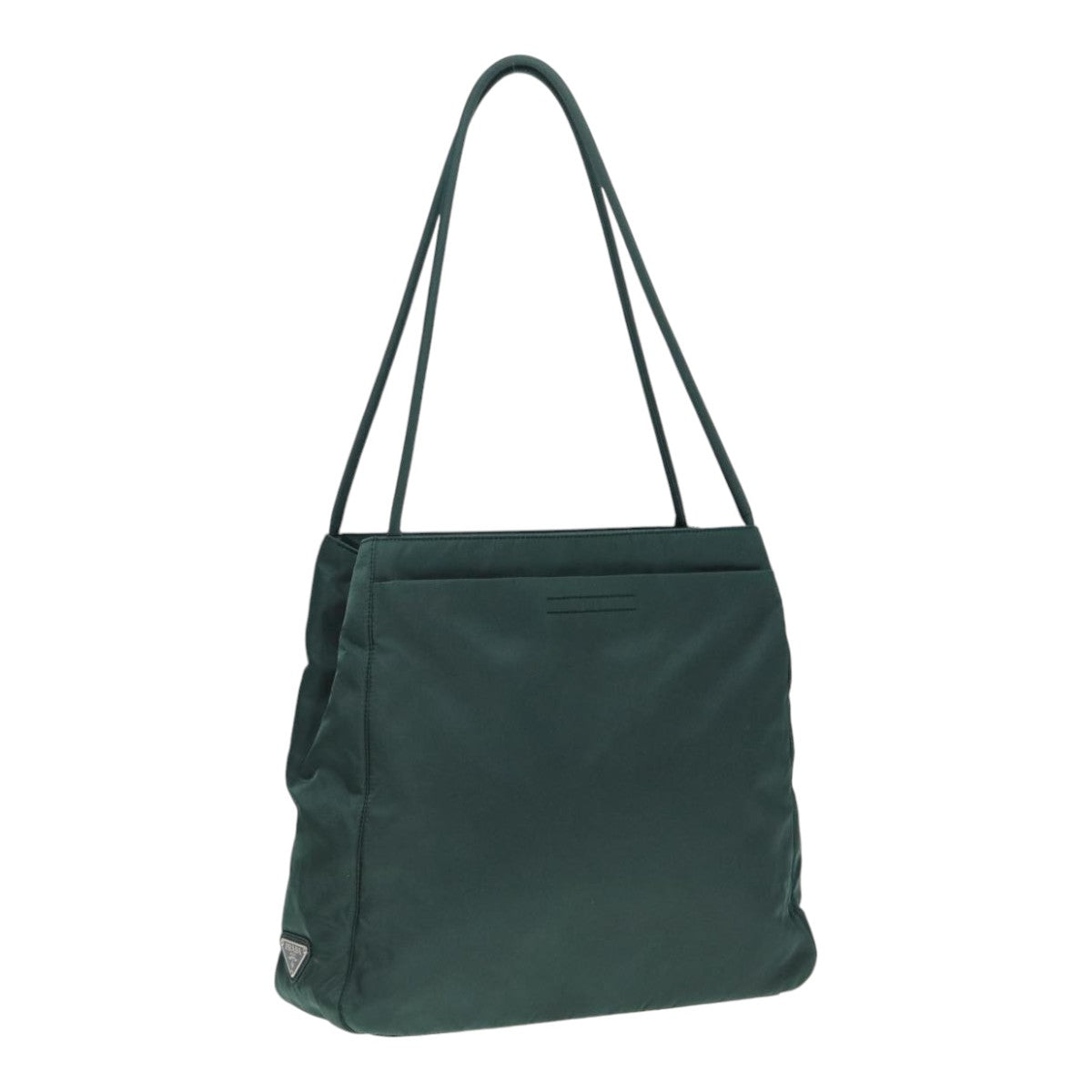 Prada Hand Bag Auth Nylon Green Silver Travel Bag Silver Auth Bs17499